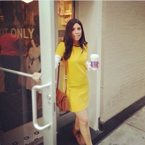 Club Mónaco mustard ribbed dress
